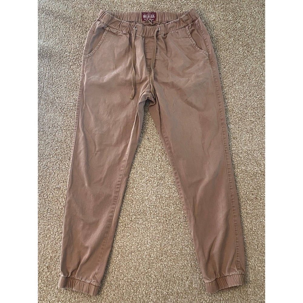 Matchstick Men's Jogger Pants Large Brown Drawstring Elastic Waist